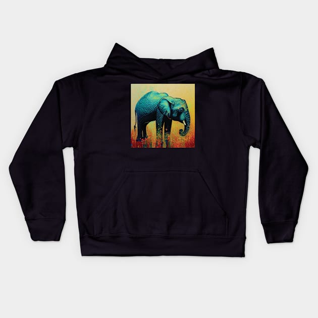 Elephant Art with Colourful Paint Splatters Kids Hoodie by Geminiartstudio